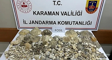 Karaman Taşkale köyü ve Manazan Mağaraları bölgesinde kültür varlığı olduğu değerlendirilen fosilleri satmaya çalışan H.A. isimli şahıs jandarmaya yakalandı.